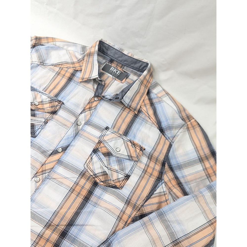 BKE Buckle Shirt Mens XL Western Pearl Snap Athletic Fit LS Multicolor Plaid